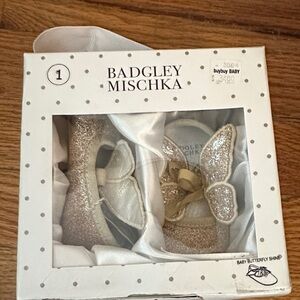 Badgley Mischka Glittering Gold Baby Shoes